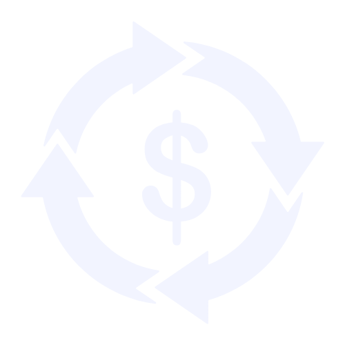 Sales cycle icon with circular arrows and dollar symbol representing complete sales cycle management